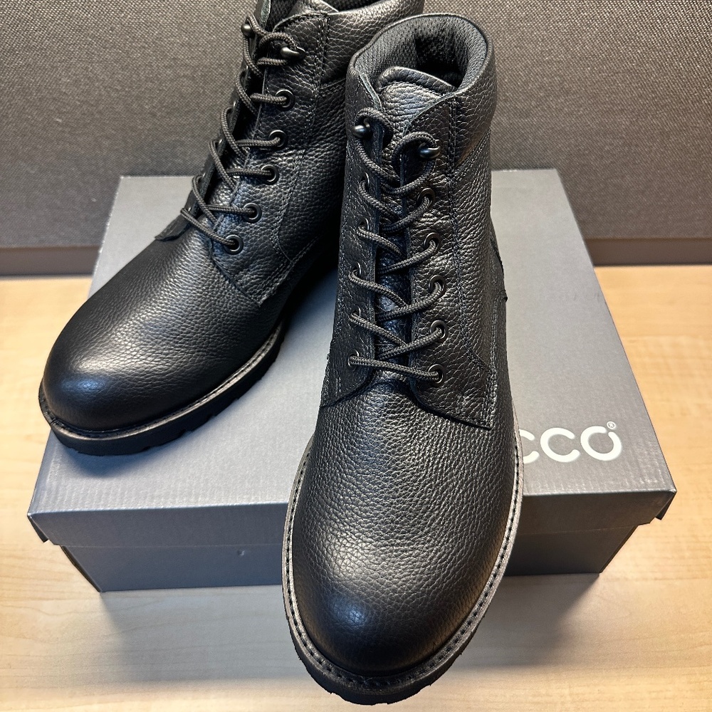 NIB! ECCO 530314 Men's Jamestown High-Cut Black Boot Hydromax EU44/US10-10.5